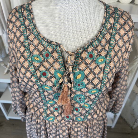 Mystree Women's Size L Knee Length elastic waist dress-bohemian, casual #3270 - Picture 8 of 11